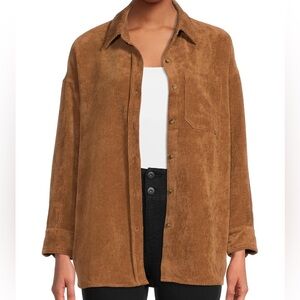 Brown Corduroy Button Down Blouse Size Large